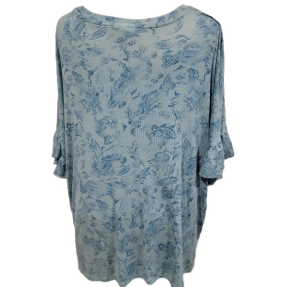 Lularoe Super Soft Blue Top With Ruffled Sleeves Size XL - Picture 2 of 8